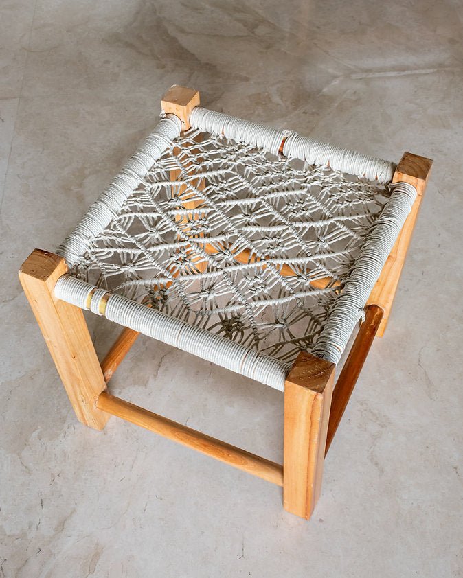 Rustic Wooden Stool | Handcrafted Solid Wood Seating – Home Décor on Brown Living™. SKU: ANTRWSHH. Img 1.