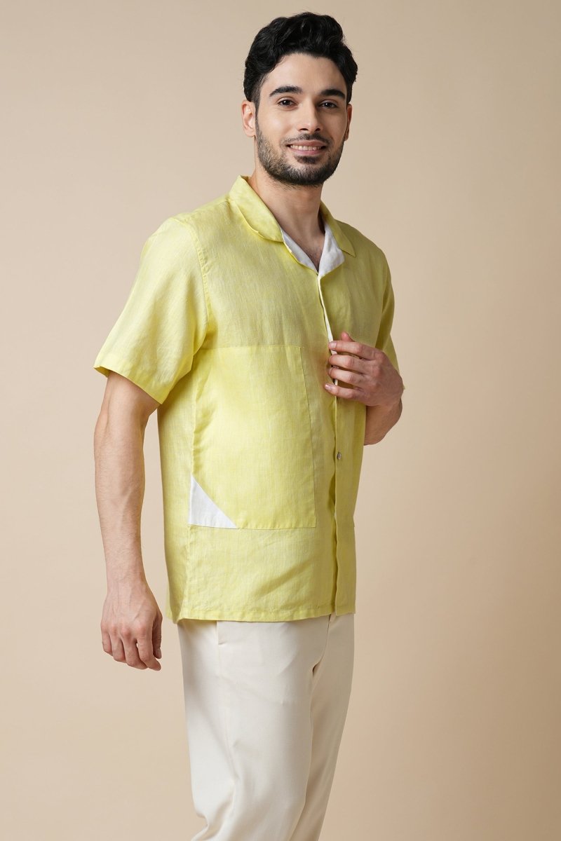 Rustle 100% Hemp Shirt - Yellow | Verified Sustainable Mens Shirt on Brown Living™