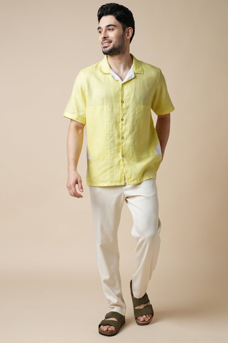 Rustle 100% Hemp Shirt - Yellow | Verified Sustainable Mens Shirt on Brown Living™