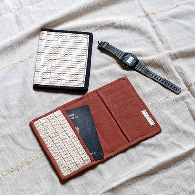 Saad Hand - Woven Passport Holder | Artisan Travel Document Sleeve – Passport Wallet on Brown Living™. SKU: S24WSAADPASS215-CB. Img 1.