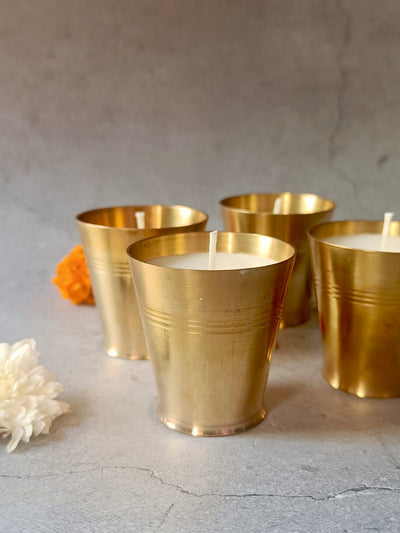 Saanjh Soy Wax Glass Candles – Set of 2 Big | Handcrafted Decorative – Candles & Fragrances on Brown Living™. SKU: SMJC02. Img 5.