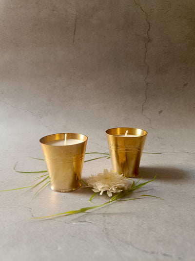Saanjh Soy Wax Glass Candles – Set of 2 Big | Handcrafted Decorative – Candles & Fragrances on Brown Living™. SKU: SMJC02. Img 7.