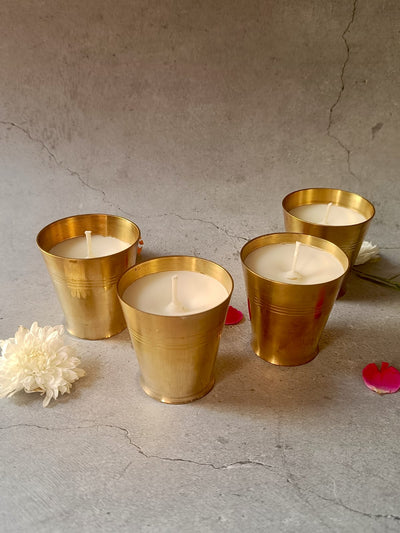 Saanjh Soy Wax Glass Candles – Set of 2 Big | Handcrafted Decorative – Candles & Fragrances on Brown Living™. SKU: SMJC02. Img 6.