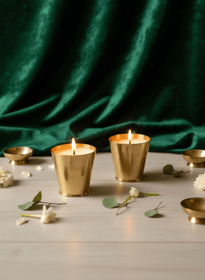 Saanjh Soy Wax Glass Candles – Set of 2 Big | Handcrafted Decorative – Candles & Fragrances on Brown Living™. SKU: SMJC03. Img 9.