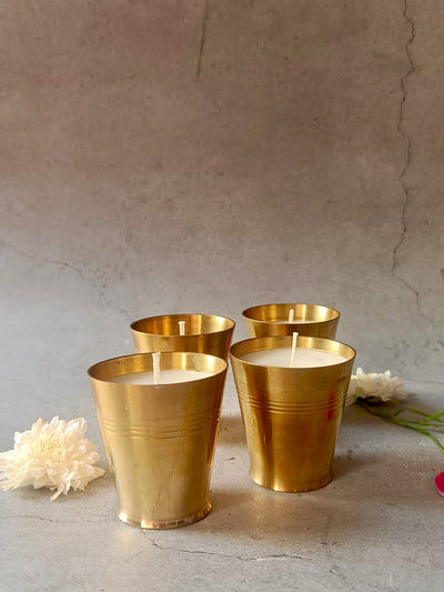 Saanjh Soy Wax Glass Candles – Set of 2 Big | Handcrafted Decorative – Candles & Fragrances on Brown Living™. SKU: SMJC04. Img 4.