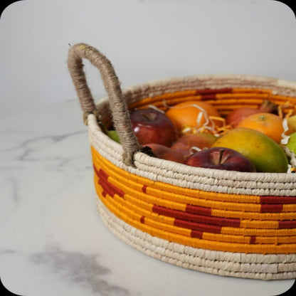 Sabai Grass Multi - purpose Basket with handle – Baskets & Boxes by Swadeh available on Brown Living™. Marigold Blaze Origin . SKU: C0_sab_00063. Img 4.
