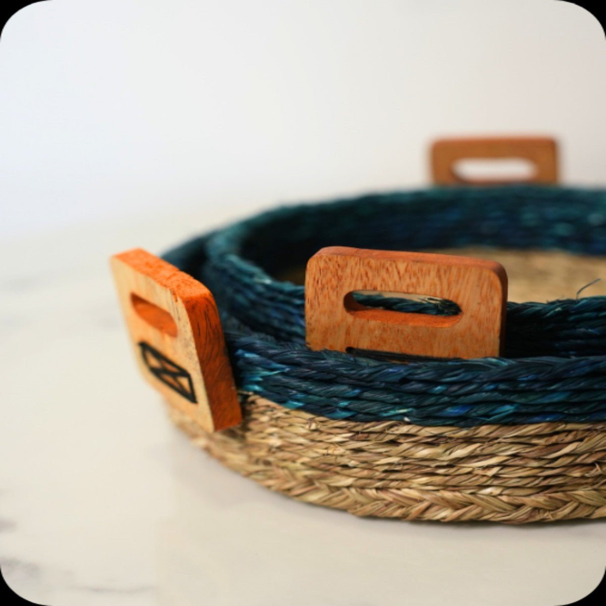 Sabai Grass Multi - purpose Basket with handle | Set of 2 – Baskets & Boxes by Swadeh available on Brown Living™. Marigold Blaze . SKU: C0_sab_00056. Img 2.
