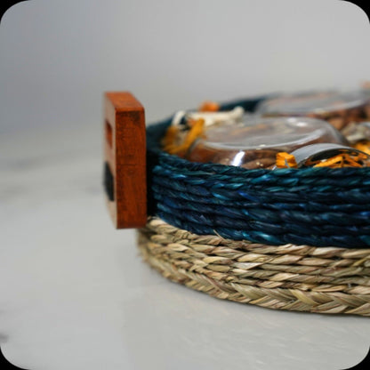 Sabai Grass Multi - purpose Basket with handle | Set of 2 – Baskets & Boxes by Swadeh available on Brown Living™. Turquoise Trail . SKU: C0_sab_00054S. Img 6.