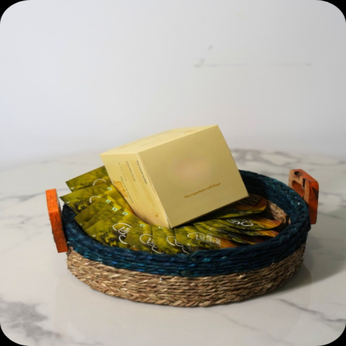 Sabai Grass Multi - purpose Basket with handle | Set of 2 – Baskets & Boxes by Swadeh available on Brown Living™. Turquoise Trail . SKU: C0_sab_00054S. Img 3.