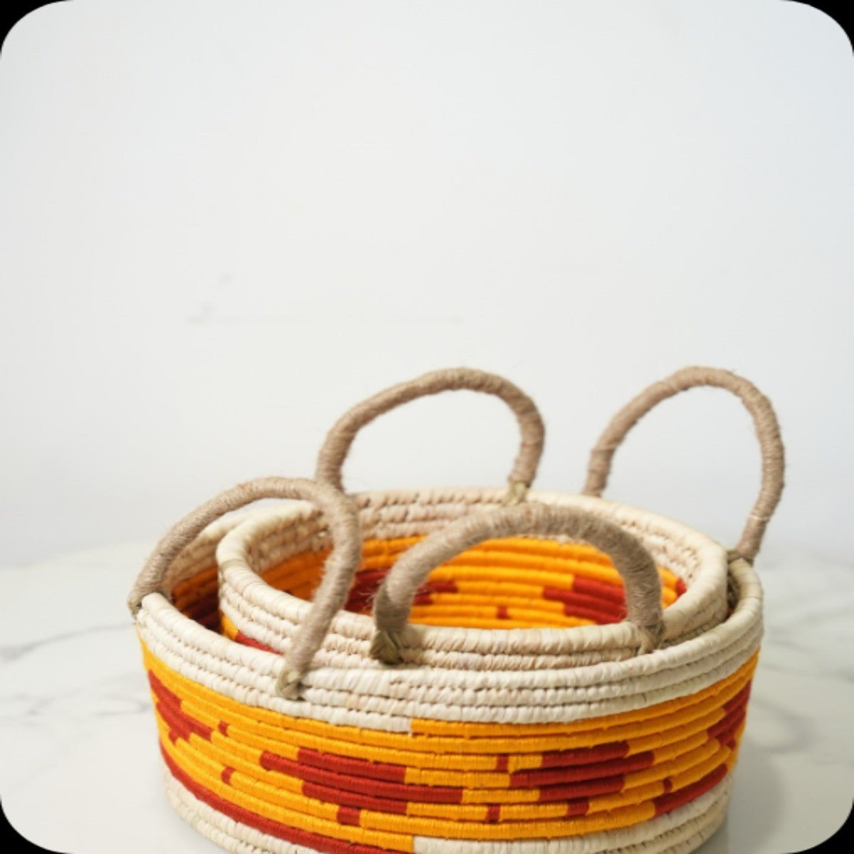 Sabai Grass Multi - purpose Basket with handle | Set of 2 – Baskets & Boxes by Swadeh available on Brown Living™. Turquoise Trail . SKU: C0_sab_00054S. Img 5.
