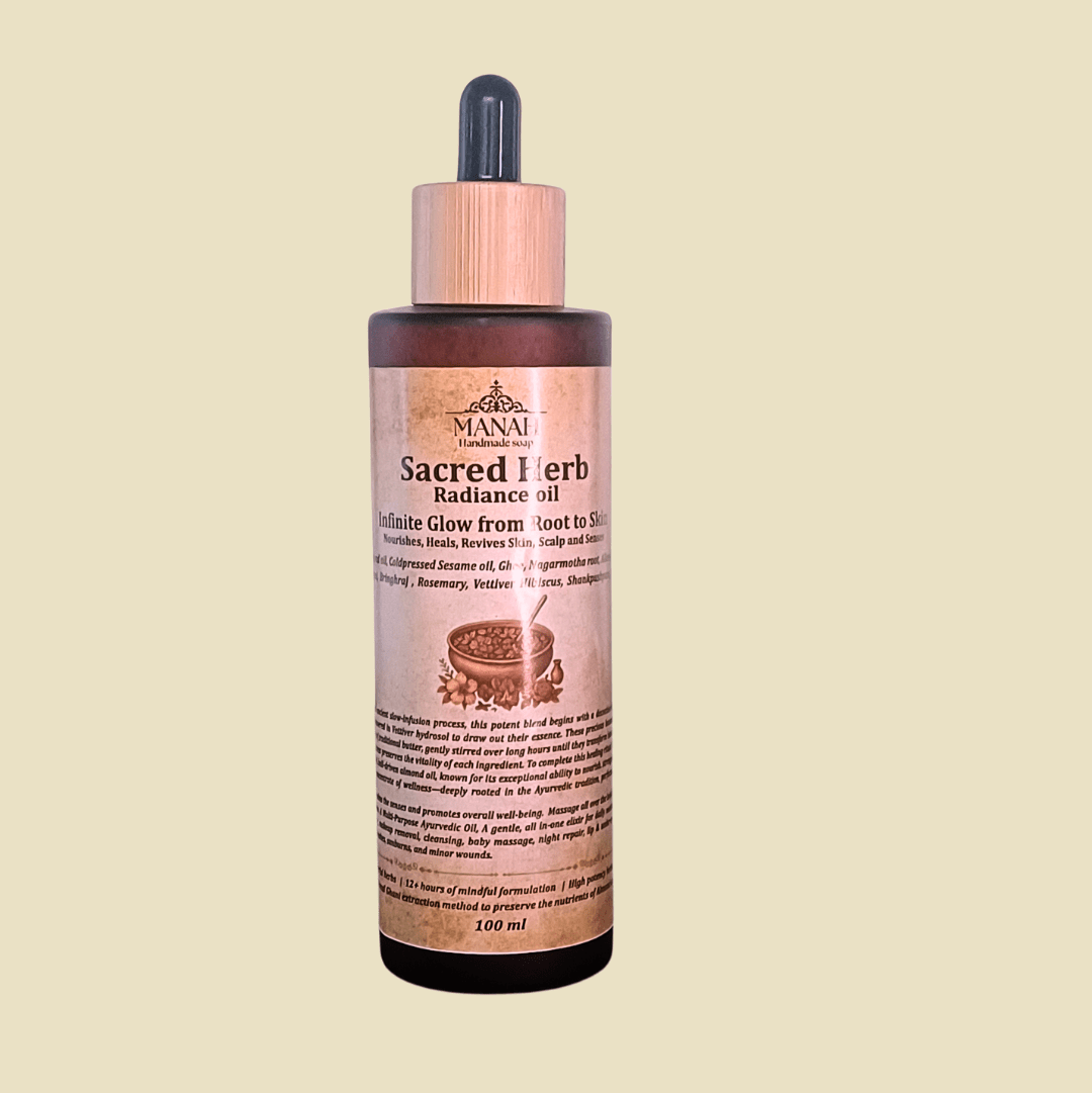 Sacred Herb Radiance Oil – Body Oil by Manah Handmade Soap available on Brown Living™. . SKU: MBO1. Img 1.