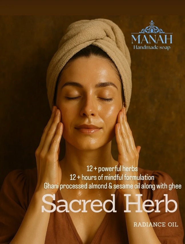 Sacred Herb Radiance Oil – Body Oil by Manah Handmade Soap available on Brown Living™. . SKU: MBO1. Img 3.