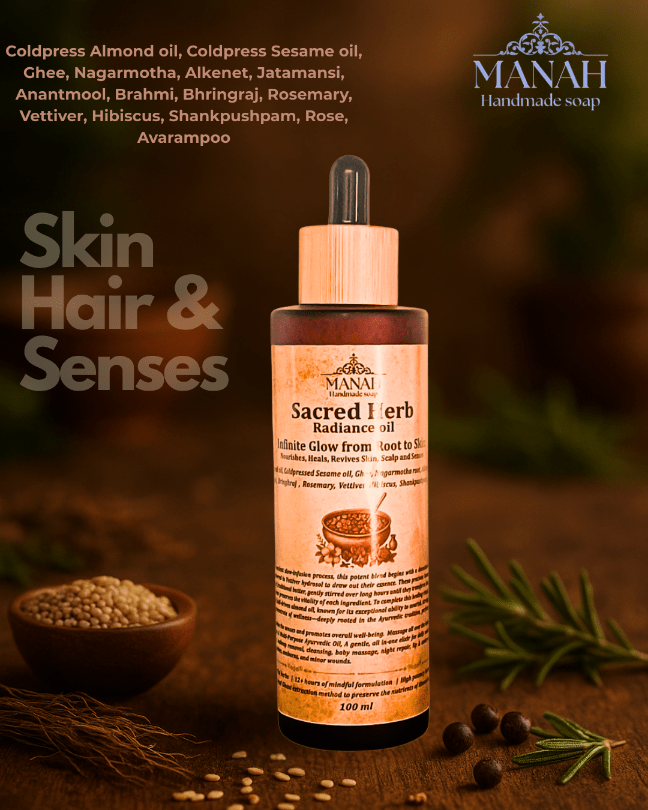 Sacred Herb Radiance Oil – Body Oil by Manah Handmade Soap available on Brown Living™. . SKU: MBO1. Img 2.