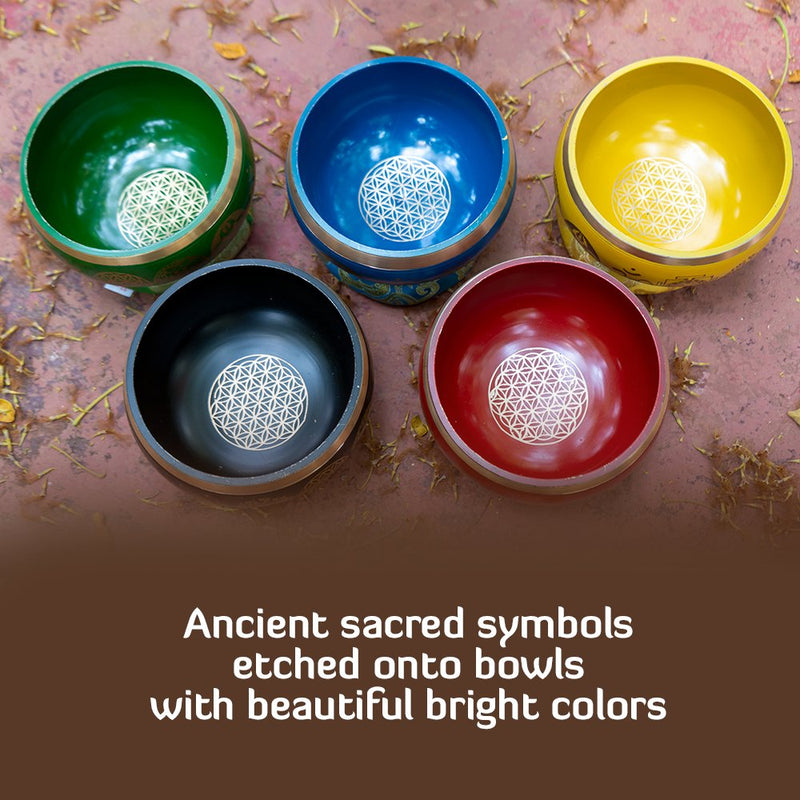 Sacred Mantra Bowls - 35 Inches - Blue | Verified Sustainable by Brown Living™