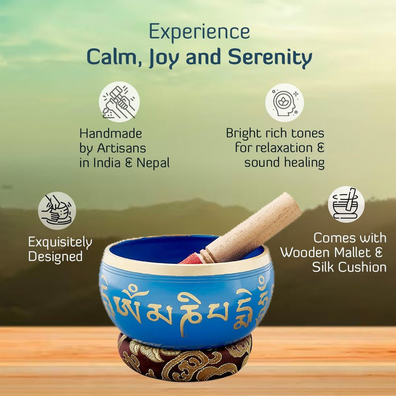 Sacred Mantra Bowls - 4 Inches - Blue | Verified Sustainable Musical Instruments on Brown Living™