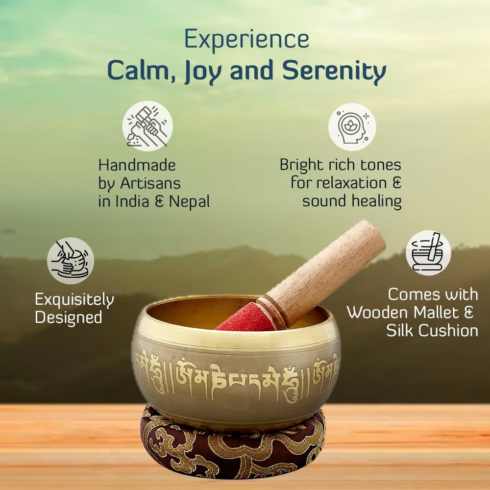 Sacred Mantra Bowls - 4 Inches - Gold | Verified Sustainable by Brown Living™