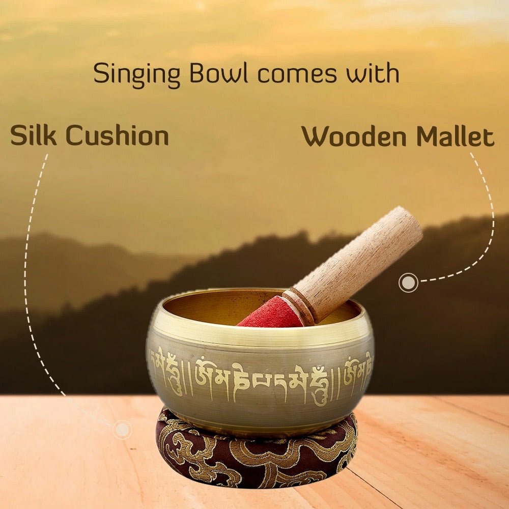 Sacred Mantra Bowls - 4 Inches - Gold | Verified Sustainable by Brown Living™