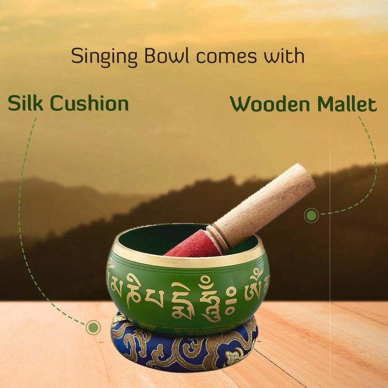 Sacred Mantra Bowls - 4 Inches - Green | Verified Sustainable Musical Instruments on Brown Living™