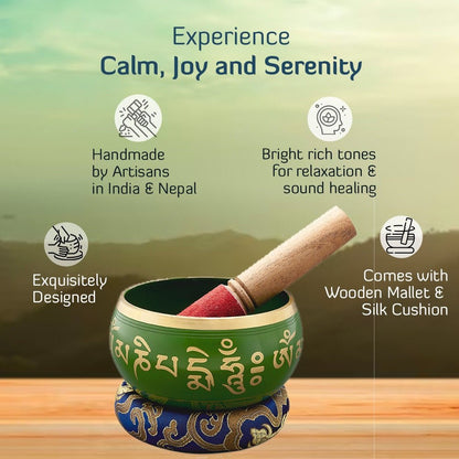 Sacred Mantra Bowls - 4 Inches - Green | Verified Sustainable by Brown Living™