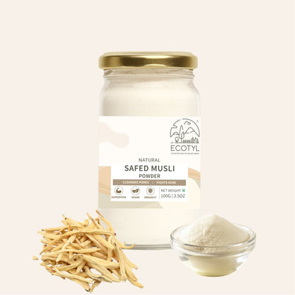 Safed Musli Powder | Boosts Stamina & Immunity | Ayurvedic Herb | 100g – Powder Drink Mixes by Ecotyl available on Brown Living™. . SKU: ECOTYL00038. Img 1.