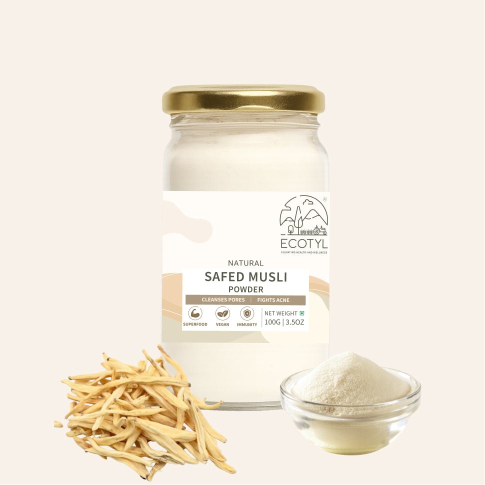 Safed Musli Powder | Boosts Stamina & Immunity | Ayurvedic Herb | 100g – Powder Drink Mixes by Ecotyl available on Brown Living™. . SKU: ECOTYL00038. Img 1.