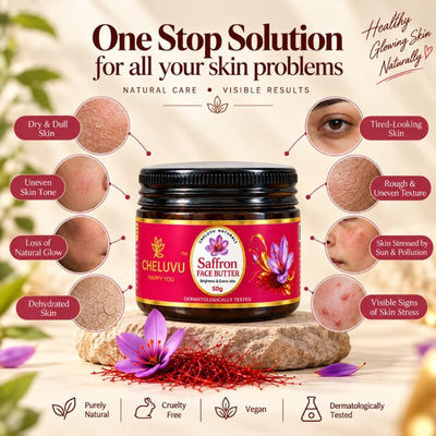 Saffron Face Butter for Skin Hydration and Glow – Face Moisturizer on Brown Living™. SKU: ch02-50g. Img 6.