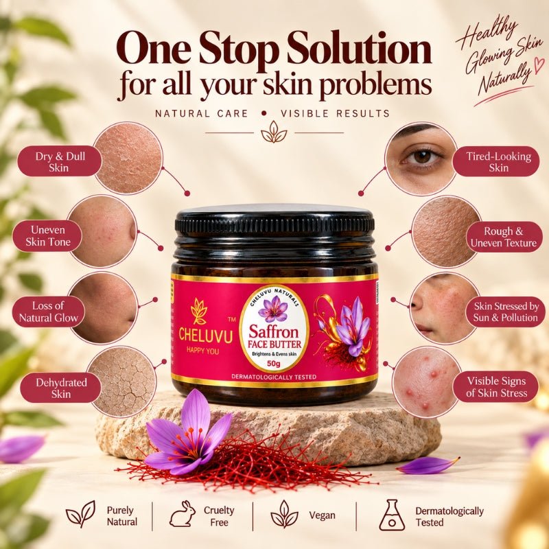 Saffron Face Butter for Skin Hydration and Glow – Face Moisturizer on Brown Living™. SKU: ch02-50g. Img 6.