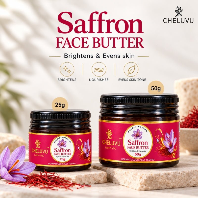 Saffron Face Butter for Skin Hydration and Glow – Face Moisturizer on Brown Living™. SKU: ch02-50g. Img 8.