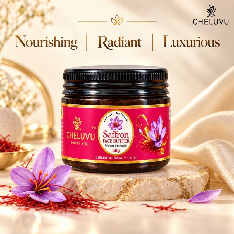 Saffron Face Butter for Skin Hydration and Glow – Face Moisturizer on Brown Living™. SKU: ch02-50g. Img 3.
