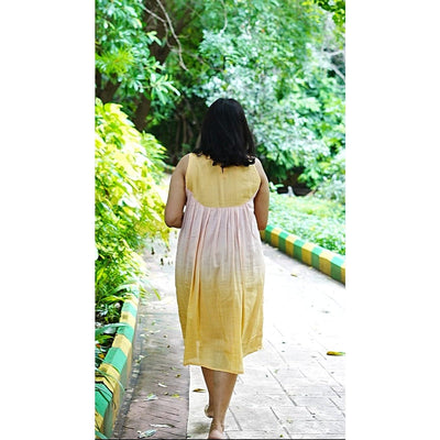 Sagarika Peach Yellow Ombre Dress with Zardozi Work for Women – Womens Dress on Brown Living™. SKU: HD1019XSN. Img 4.