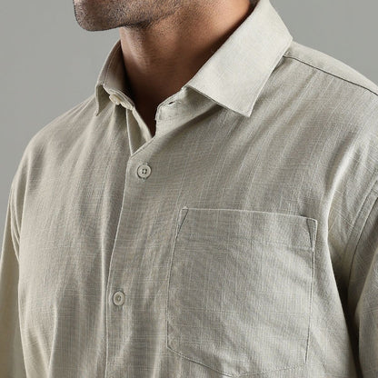 Sage Green Hemp Cotton Shirt for Casual Wear – Mens Shirt on Brown Living™. SKU: HP - SG - F - S. Img 2.