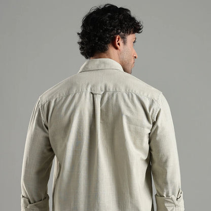 Sage Green Hemp Cotton Shirt for Casual Wear – Mens Shirt on Brown Living™. SKU: HP - SG - F - S. Img 3.