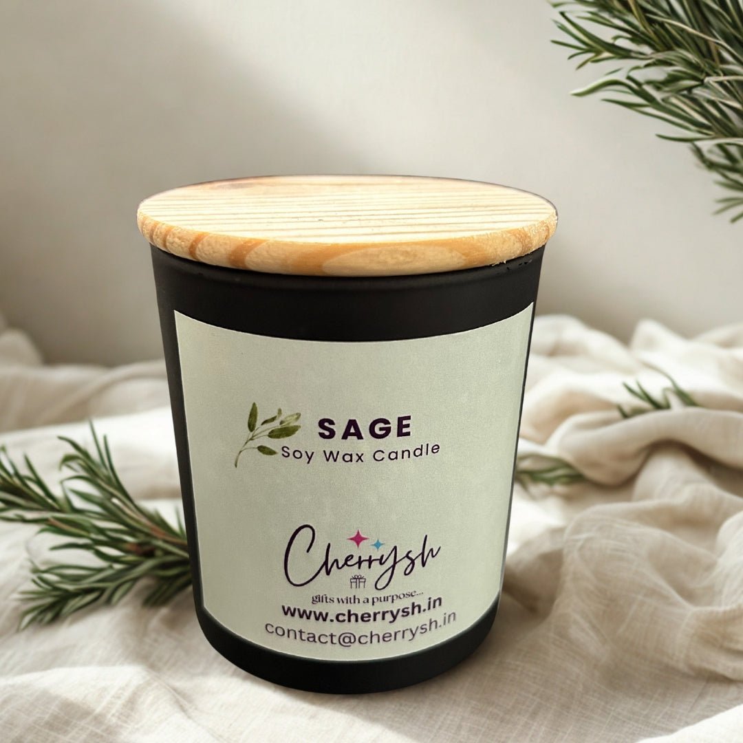 Sage Jar Candle | Herbal Scented Aromatherapy Candle – Candles & Fragrances on Brown Living™. SKU: CH-JR-2222. Img 1.