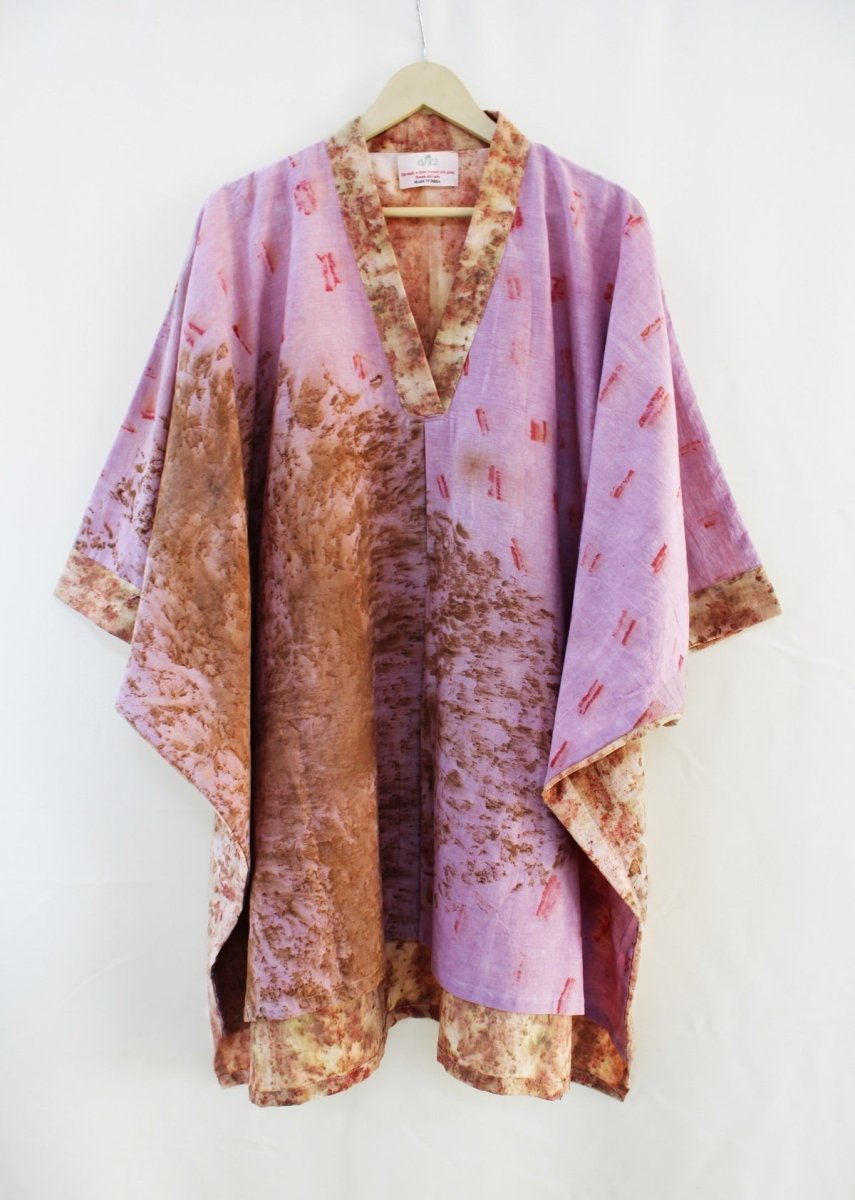 Sakura Handwoven Organic Cotton Kimono Tunic - Pink, Yellow | Verified Sustainable by Brown Living™