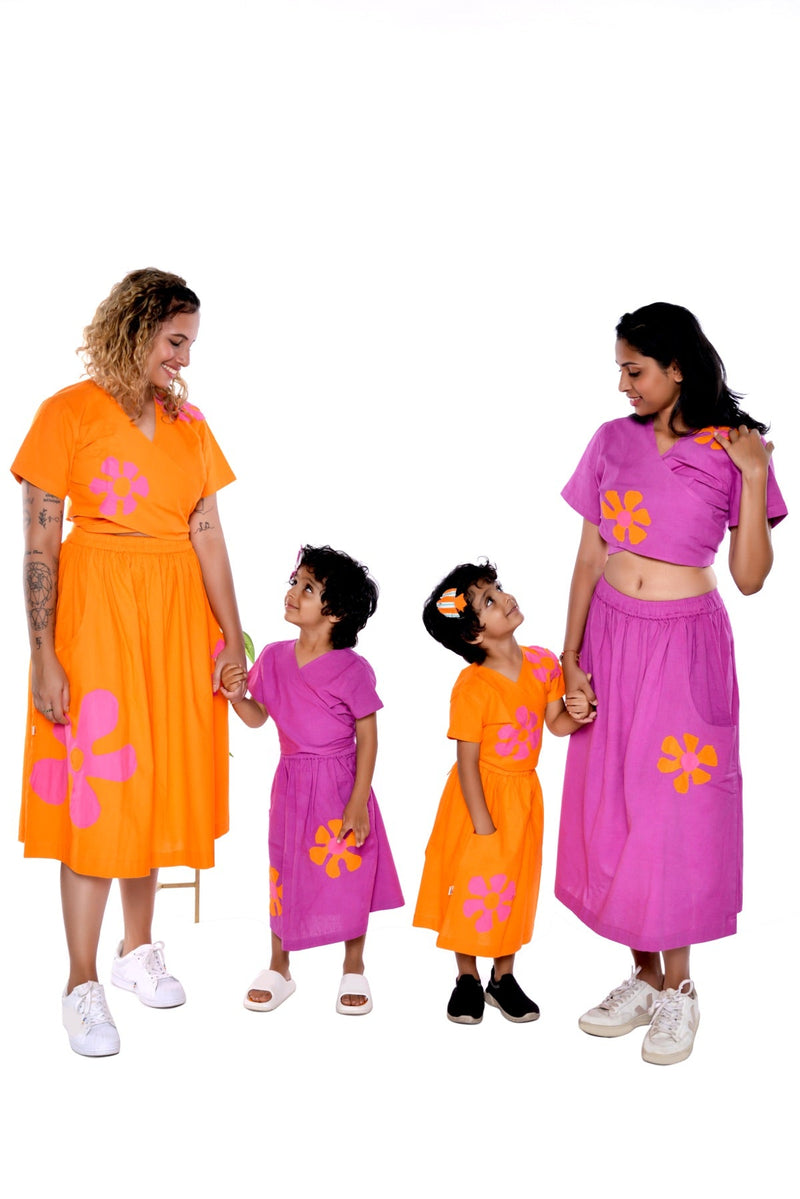 Samara Fuschia Handloom Cotton Skirt Co - Ord 2 Pc Set | Verified Sustainable by Brown Living™