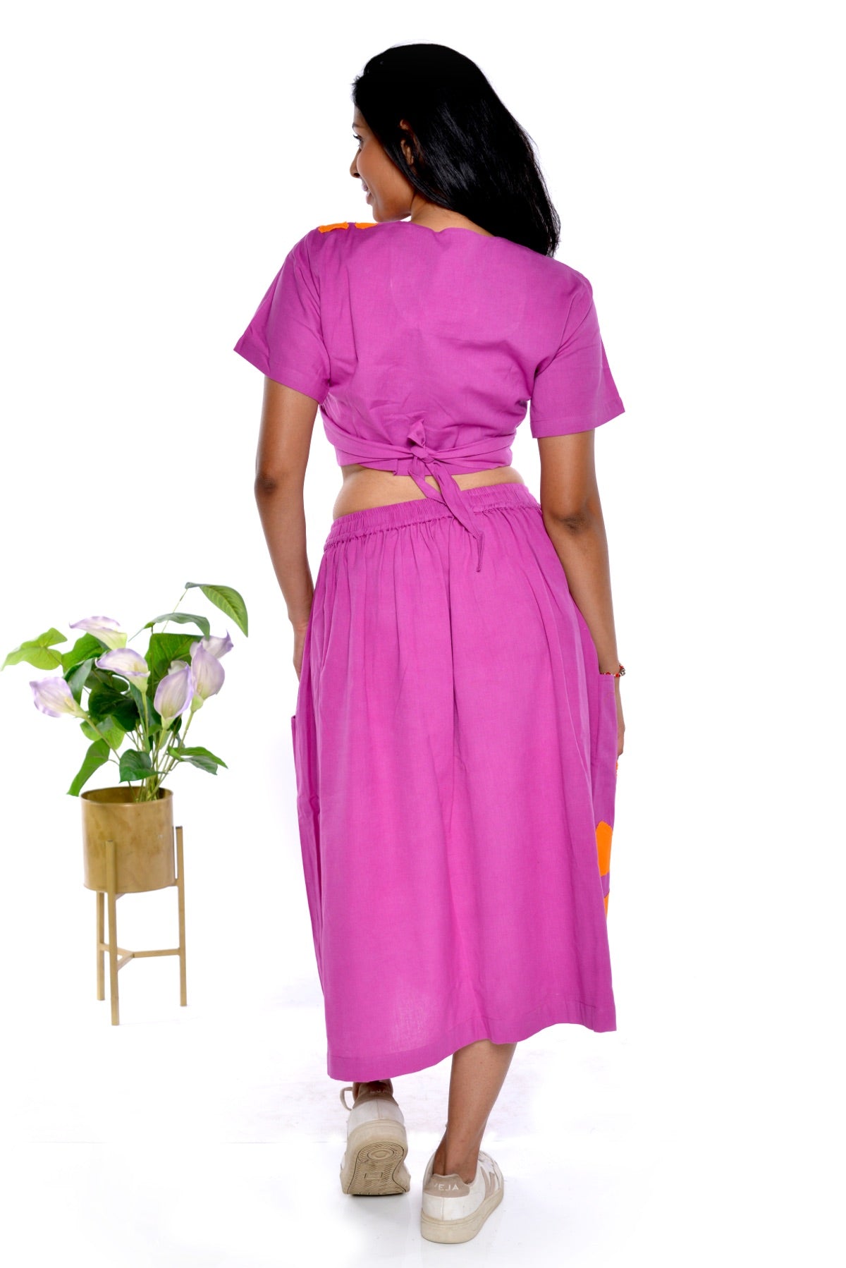 Samara Fuschia Handloom Cotton Skirt Co - Ord 2 Pc Set | Verified Sustainable by Brown Living™