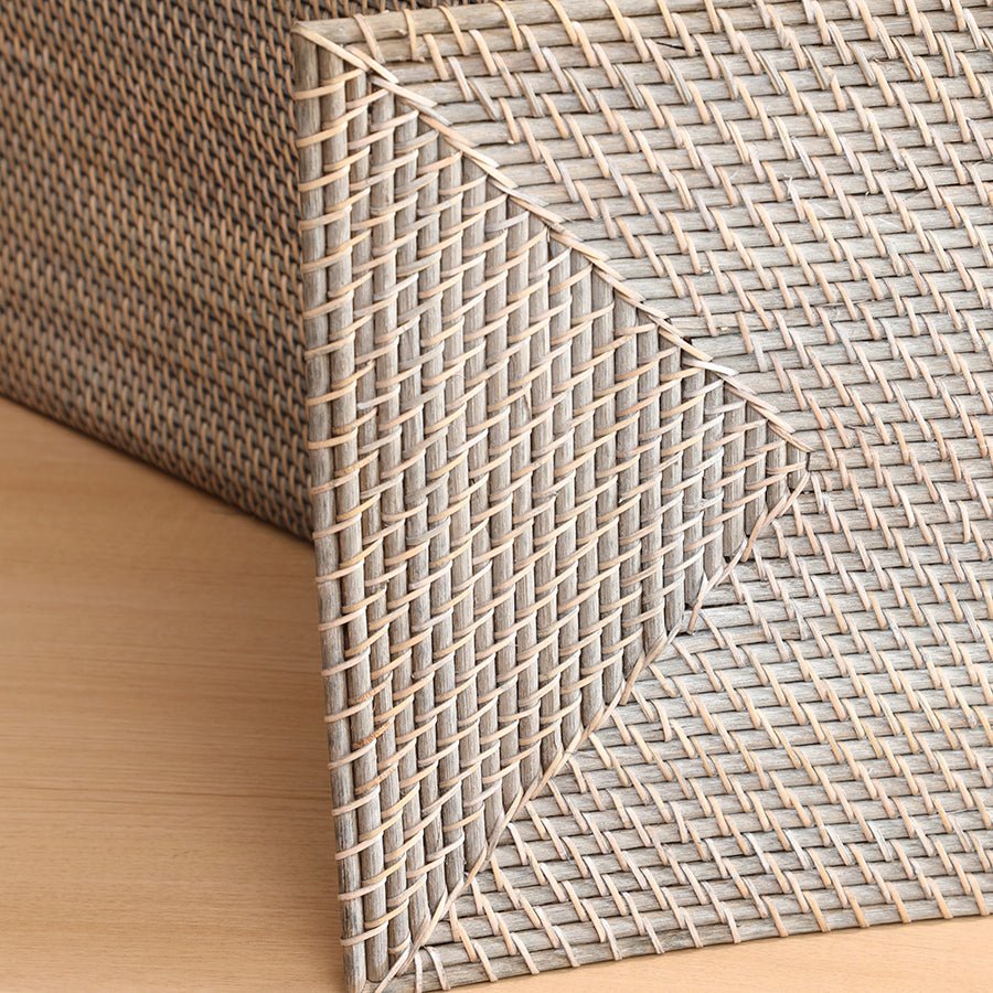Samara Grey Rattan Basket with Lining – Handmade Storage – Home Decor on Brown Living™. SKU: SamaraBasketwithlining. Img 4.