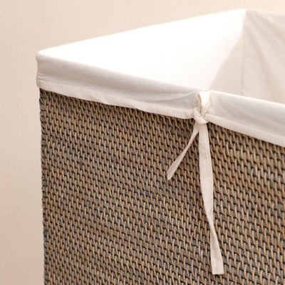 Samara Grey Rattan Basket with Lining – Handmade Storage – Home Decor on Brown Living™. SKU: SamaraBasketwithlining. Img 5.