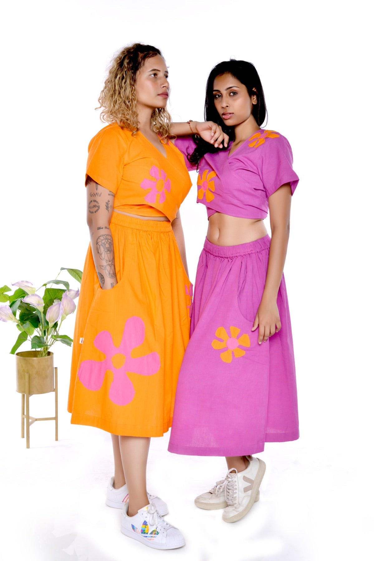 Samara Orange Handloom Cotton Skirt Co - Ord 2 Pc Set | Verified Sustainable by Brown Living™