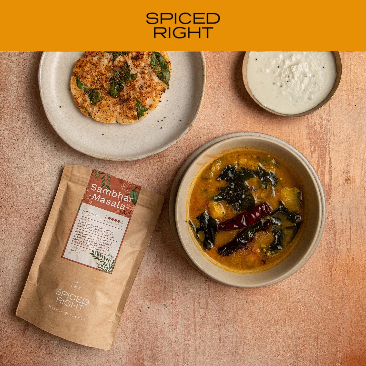 Sambar Masala - Authentic Tamil Nadu Blend, No Fillers – Seasonings & Spices on Brown Living™. SKU: SRSM. Img 2.