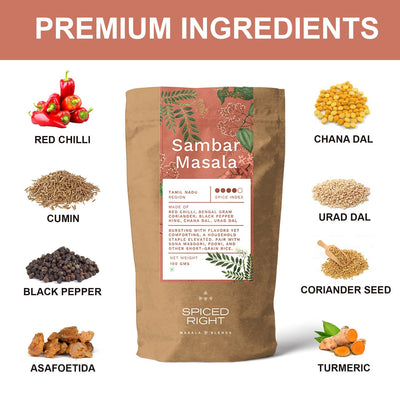 Sambar Masala - Authentic Tamil Nadu Blend, No Fillers – Seasonings & Spices on Brown Living™. SKU: SRSM. Img 6.