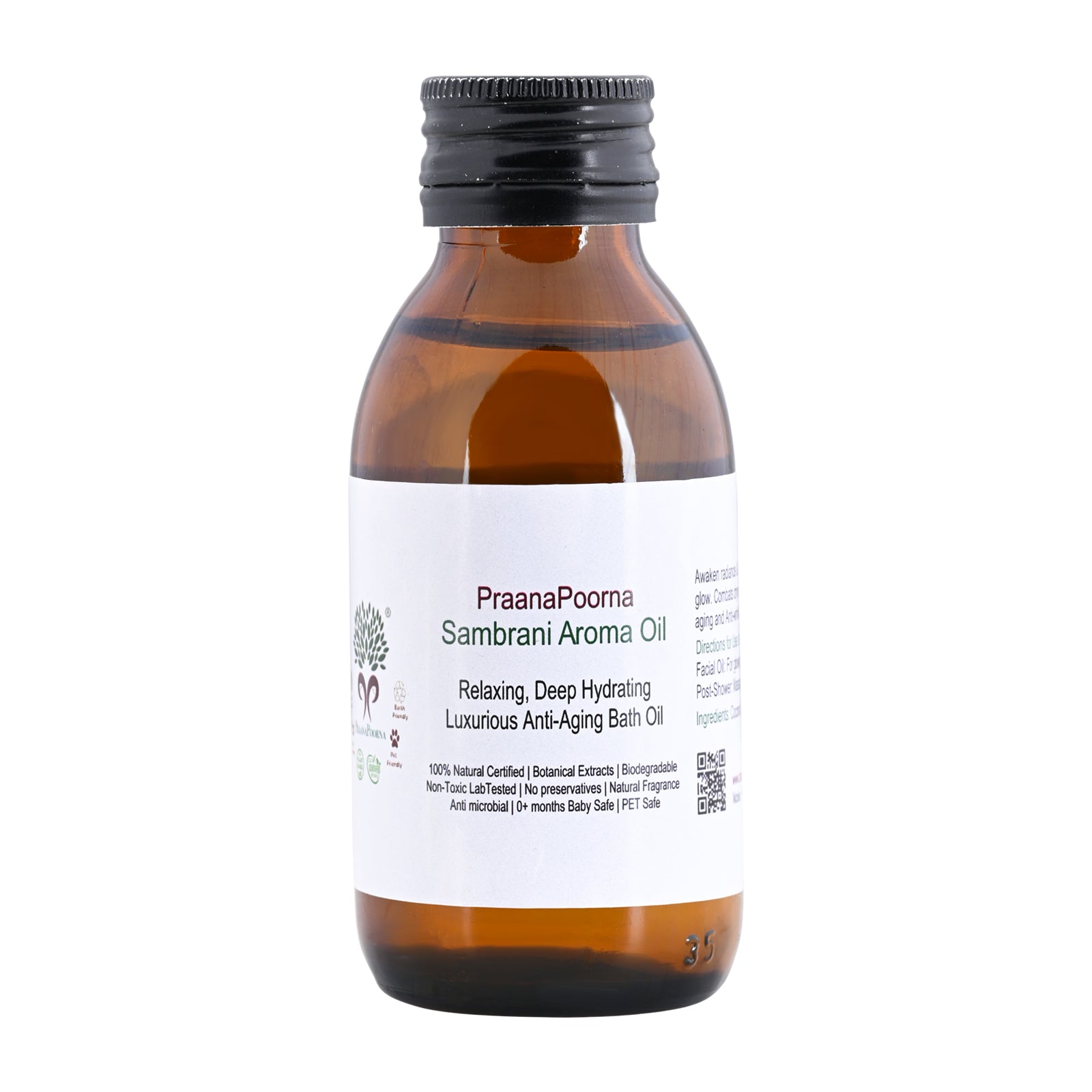 Sambrani resin infused Aroma Oil 100ml – Body Oil on Brown Living™. SKU: 133-08242-praanapoorna-SKUB8. Img 2.