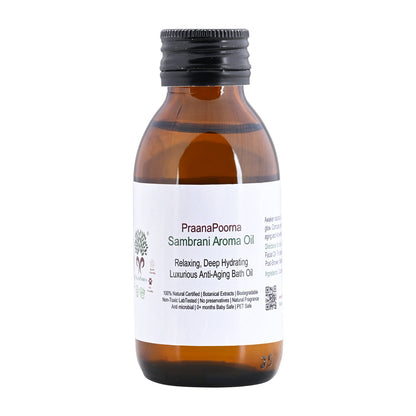 Sambrani resin infused Aroma Oil 100ml – Body Oil on Brown Living™. SKU: 133-08242-praanapoorna-SKUB8. Img 2.