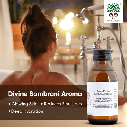 Sambrani resin infused Aroma Oil 100ml – Body Oil on Brown Living™. SKU: 133-08242-praanapoorna-SKUB8. Img 1.