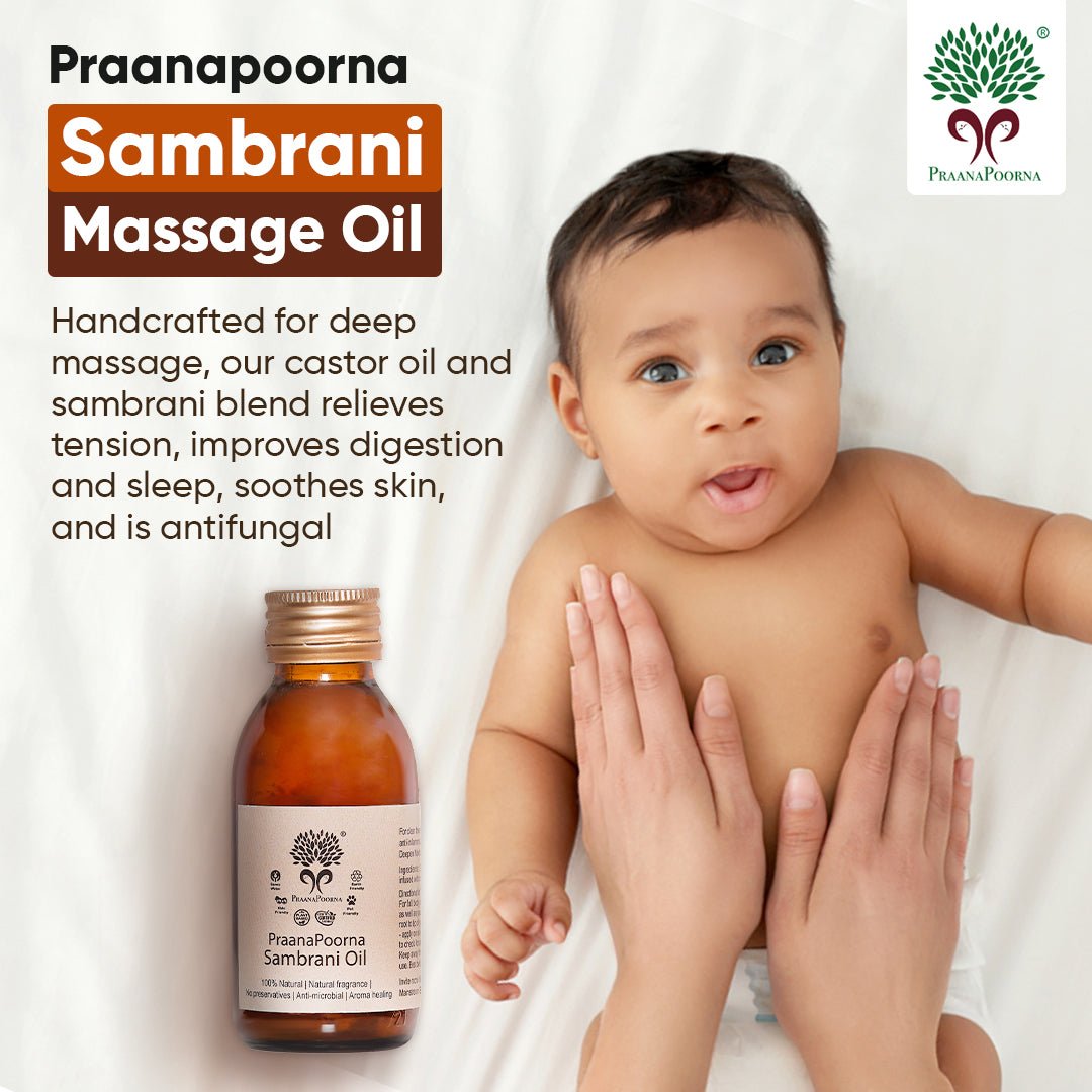 Sambrani Resin Infused Castor Massage Oil 100ml – Body Oil on Brown Living™. SKU: 133-08241-praanapoorna-SKUB7. Img 6.