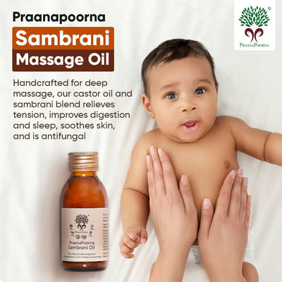 Sambrani Resin Infused Castor Massage Oil 100ml – Body Oil on Brown Living™. SKU: 133-08241-praanapoorna-SKUB7. Img 6.