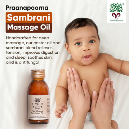 Sambrani Resin Infused Castor Massage Oil 100ml – Body Oil on Brown Living™. SKU: 133-08241-praanapoorna-SKUB7. Img 6.
