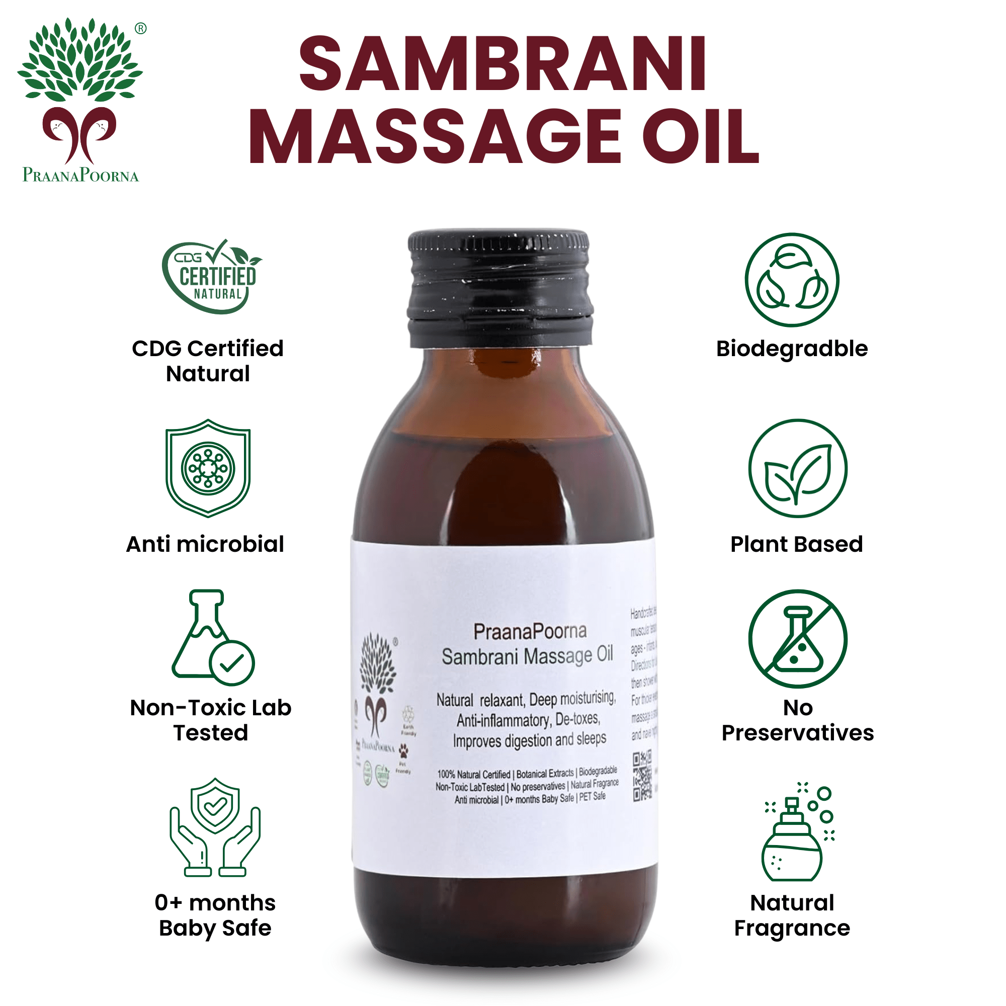 Sambrani Resin Infused Castor Massage Oil 100ml – Body Oil on Brown Living™. SKU: 133-08241-praanapoorna-SKUB7. Img 2.