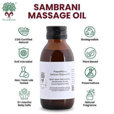Sambrani Resin Infused Castor Massage Oil 100ml – Body Oil on Brown Living™. SKU: 133-08241-praanapoorna-SKUB7. Img 2.