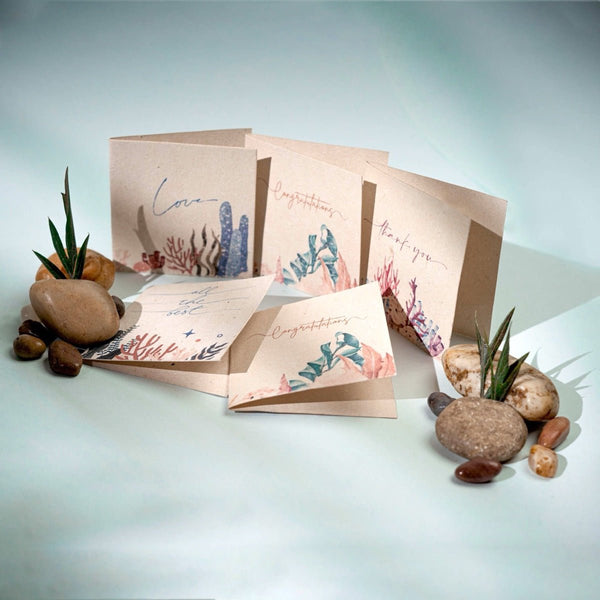 Samudra Handmade Foldable Hemp Paper Gift Cards Set - CUSTOMIZED | Verified Sustainable Greeting & Note Cards on Brown Living™